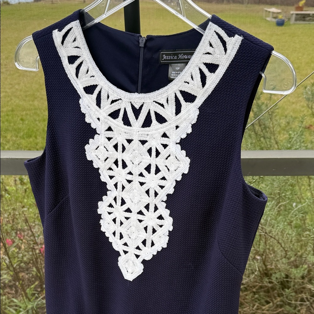 Jessica Howard Dark Blue Dress with White accent